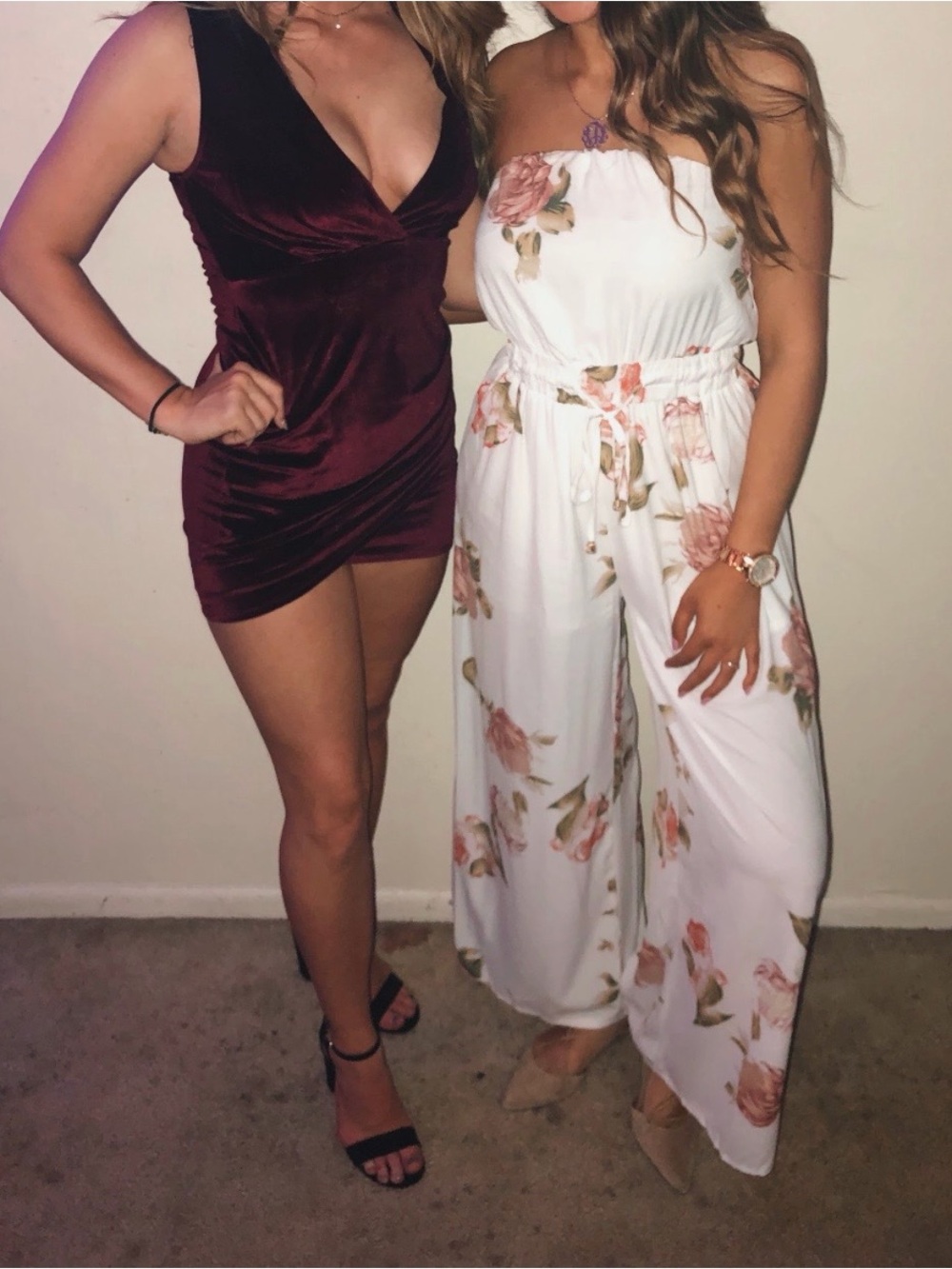 Showpo White Floral Strapless Jumpsuit